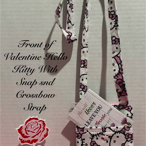 LOVE THAT HELLO KITTY WITH RIBBONS HANDMADE CROSSBODY PHONE POUCH - Picture 4 of 4